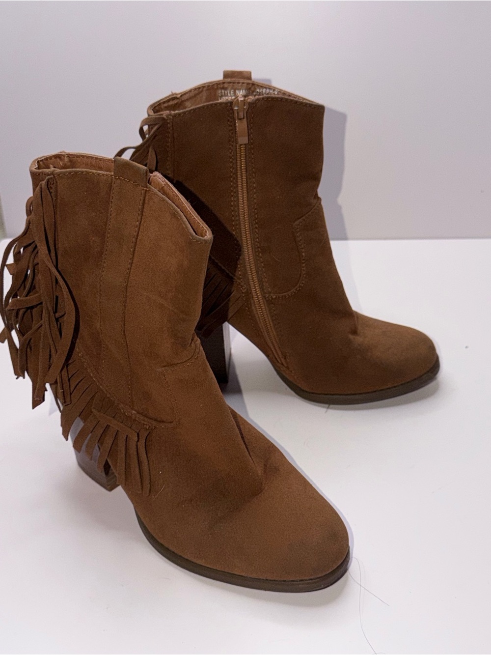 Mark & Maddux Women's Joseph Brown faux Suede Fringe Ankle Western Boots